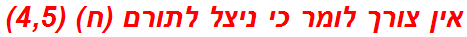 אין צורך לומר כי ניצל לתורם (ח) (4,5)