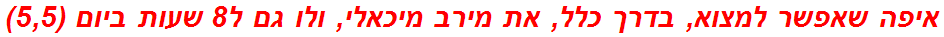 איפה שאפשר למצוא, בדרך כלל, את מירב מיכאלי, ולו גם ל8 שעות ביום (5,5)