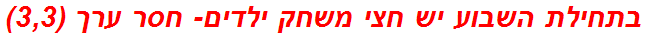 בתחילת השבוע יש חצי משחק ילדים- חסר ערך (3,3)