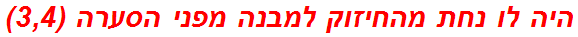 היה לו נחת מהחיזוק למבנה מפני הסערה (3,4)