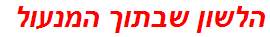 הלשון שבתוך המנעול