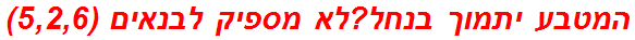 המטבע יתמוך בנחל?לא מספיק לבנאים (5,2,6)