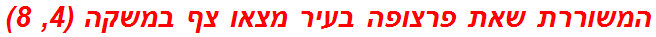 המשוררת שאת פרצופה בעיר מצאו צף במשקה (4, 8)