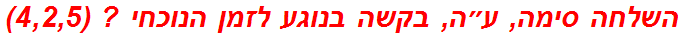 השלחה סימה, ע״ה, בקשה בנוגע לזמן הנוכחי ? (4,2,5)