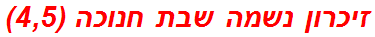 זיכרון נשמה שבת חנוכה (4,5)