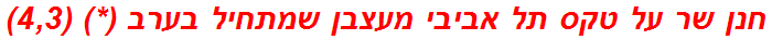 חנן שר על טקס תל אביבי מעצבן שמתחיל בערב (*) (4,3)