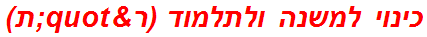 כינוי למשנה ולתלמוד (ר"ת)