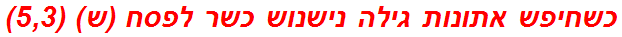 כשחיפש אתונות גילה נישנוש כשר לפסח (ש) (5,3)