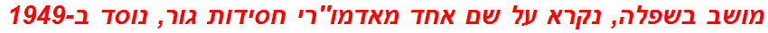 מושב בשפלה, נקרא על שם אחד מאדמו''רי חסידות גור, נוסד ב-1949