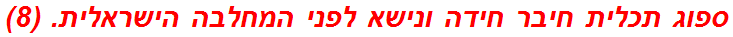 ספוג תכלית חיבר חידה ונישא לפני המחלבה הישראלית. (8)