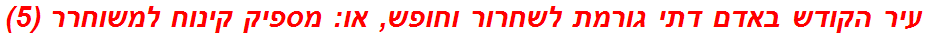 עיר הקודש באדם דתי גורמת לשחרור וחופש, או: מספיק קינוח למשוחרר (5)