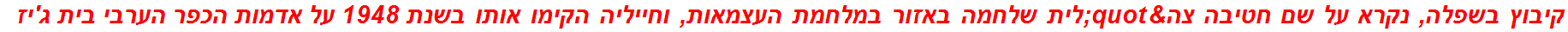 קיבוץ בשפלה, נקרא על שם חטיבה צה"לית שלחמה באזור במלחמת העצמאות, וחייליה הקימו אותו בשנת 1948 על אדמות הכפר הערבי בית ג'יז