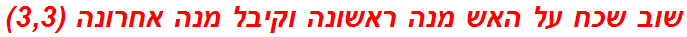 שוב שכח על האש מנה ראשונה וקיבל מנה אחרונה (3,3)