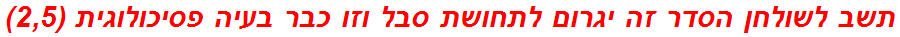 תשב לשולחן הסדר זה יגרום לתחושת סבל וזו כבר בעיה פסיכולוגית (2,5)