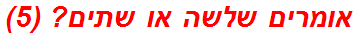 אומרים שלשה או שתים? (5)