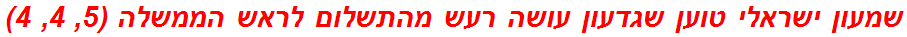 שמעון ישראלי טוען שגדעון עושה רעש מהתשלום לראש הממשלה (5, 4, 4)