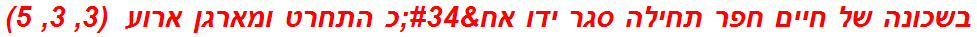 בשכונה של חיים חפר תחילה סגר ידו אח"כ התחרט ומארגן ארוע  (3, 3, 5)