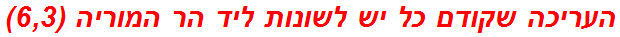 העריכה שקודם כל יש לשונות ליד הר המוריה (6,3)