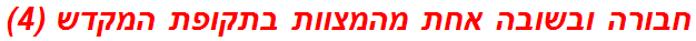 חבורה ובשובה אחת מהמצוות בתקופת המקדש (4)