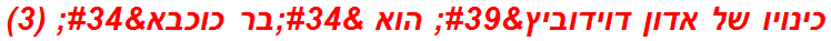 כינויו של אדון דוידוביץ' הוא "בר כוכבא" (3)