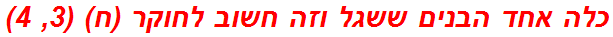 כלה אחד הבנים ששגל וזה חשוב לחוקר (ח) (3, 4)