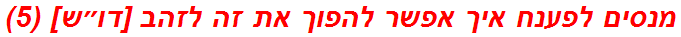 מנסים לפענח איך אפשר להפוך את זה לזהב [דו״ש] (5)