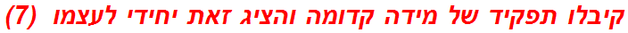 קיבלו תפקיד של מידה קדומה והציג זאת יחידי לעצמו  (7)