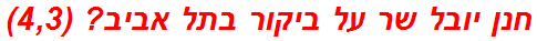 חנן יובל שר על ביקור בתל אביב? (4,3)