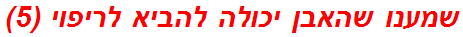 שמענו שהאבן יכולה להביא לריפוי (5)