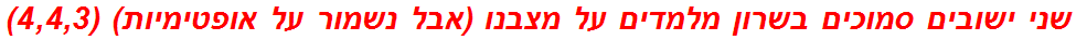 שני ישובים סמוכים בשרון מלמדים על מצבנו (אבל נשמור על אופטימיות) (4,4,3)