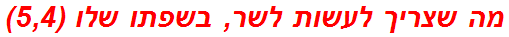 מה שצריך לעשות לשר, בשפתו שלו (5,4)