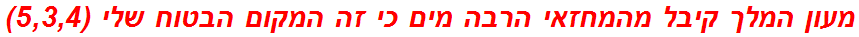 מעון המלך קיבל מהמחזאי הרבה מים כי זה המקום הבטוח שלי (5,3,4)