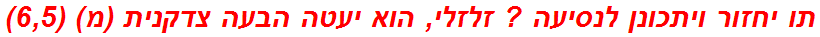 תו יחזור ויתכונן לנסיעה ? זלזלי, הוא יעטה הבעה צדקנית (מ) (6,5)