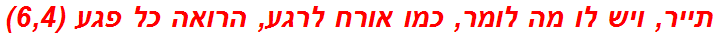 תייר, ויש לו מה לומר, כמו אורח לרגע, הרואה כל פגע (6,4)